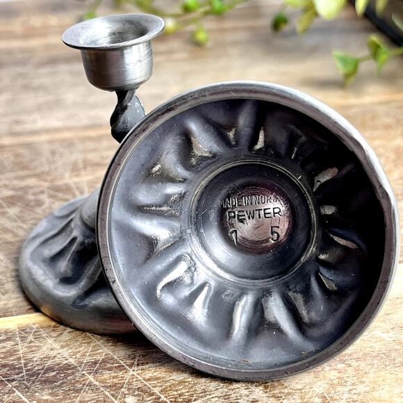 Vintage Miniature Pewter Candlestick Holders Set of 2 Norway 2.25\